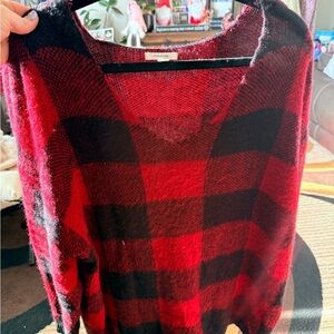 Maurices Red and Black V-Neck Sweater
